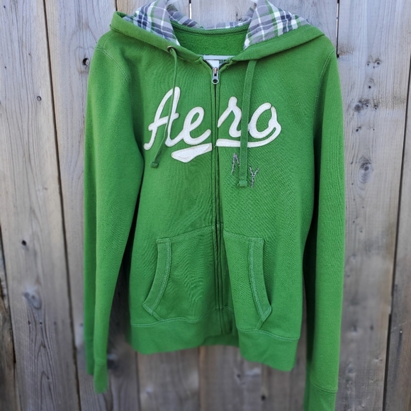 Aeropostale Aero Logo Full Zip Hooded Sweatshirt XL Green - Picture 1 of 3